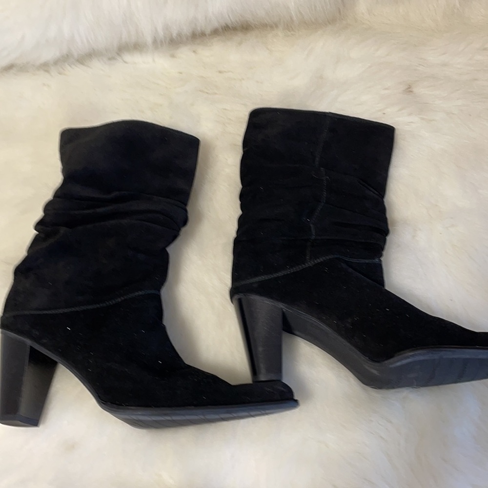 Stuart Weitzman Black suede slip on boots